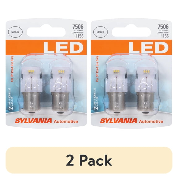 (2 pack) Sylvania 7506 WHITE SYL LED Mini Bulb, 2 Pack, Compatible with Multiple Cars