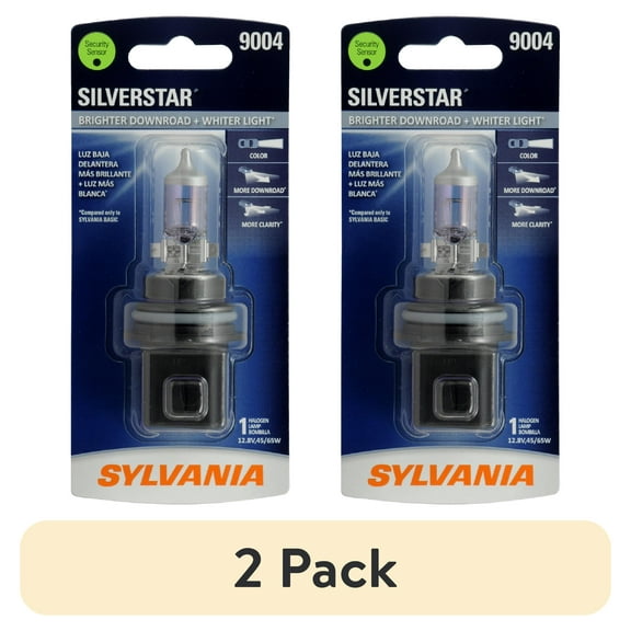 (2 pack) Sylvania 9004 SilverStar Halogen Headlight Bulb, 1 Pack, Compatible with Multiple Cars