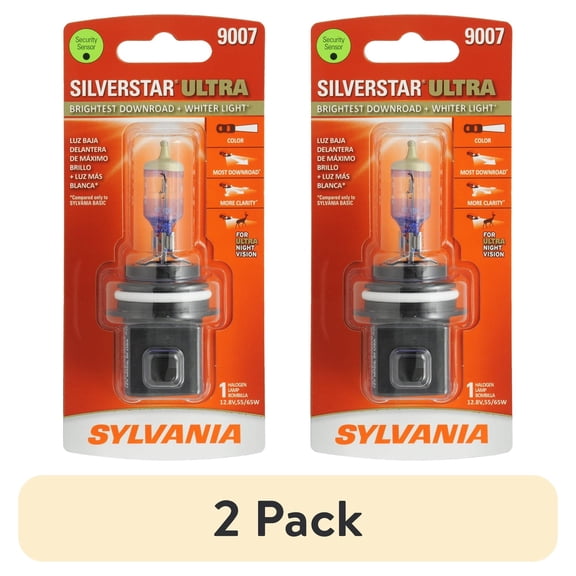 (2 pack) Sylvania 9007 SilverStar ULTRA Halogen Headlight Bulb, 1 Pack, Compatible with Multiple Cars
