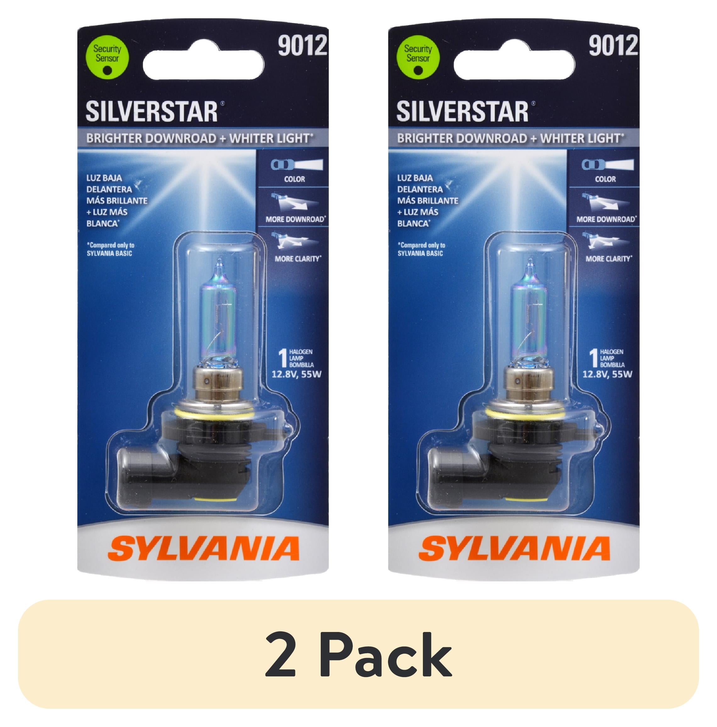 (2 pack) Sylvania 9012 SilverStar Halogen Headlight Bulb, 1 Pack, Compatible with Multiple Cars