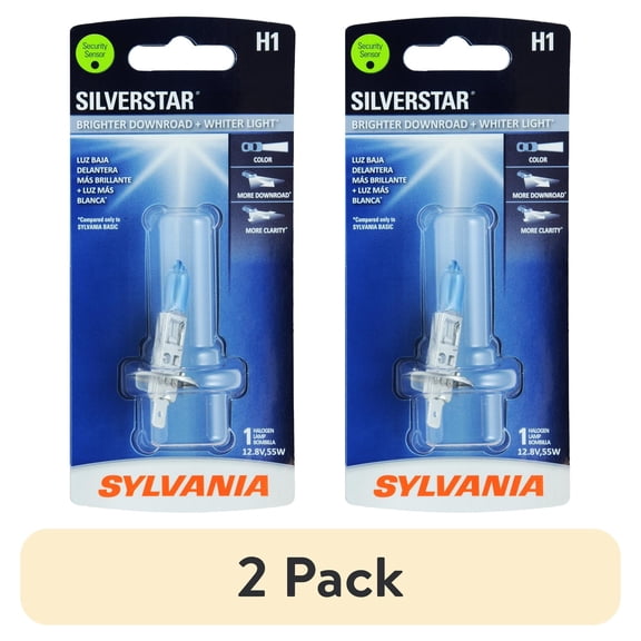 (2 pack) Sylvania H1 SilverStar Halogen Headlight Bulb, 1 Pack, Compatible with Multiple Cars