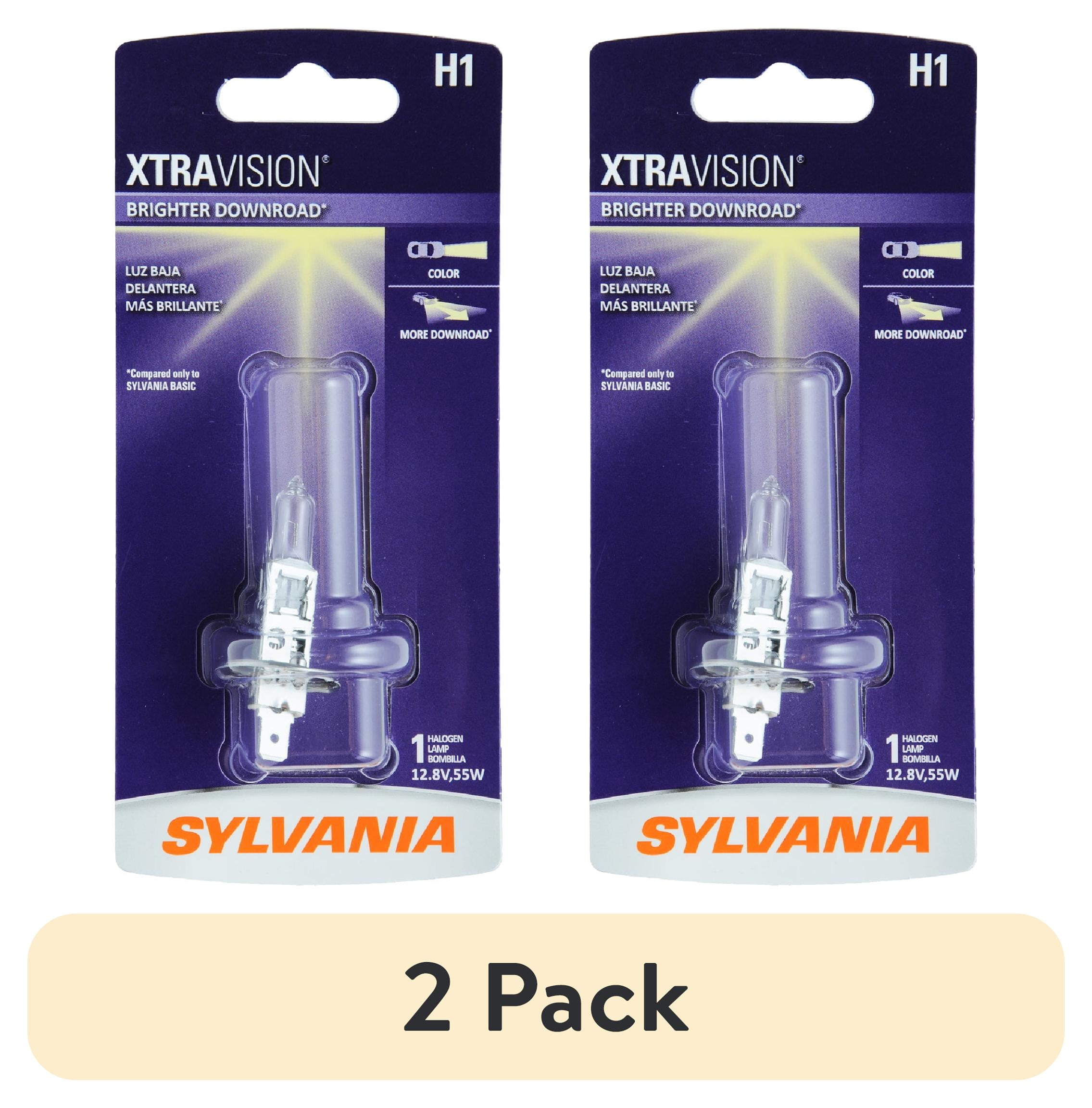 (2 pack) Sylvania H1 XtraVision Halogen Headlight Bulb, 1 Pack, Compatible with Multiple Cars
