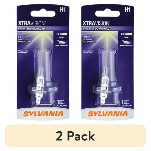 (2 pack) Sylvania H1 XtraVision Halogen Headlight Bulb, 1 Pack, Compatible with Multiple Cars