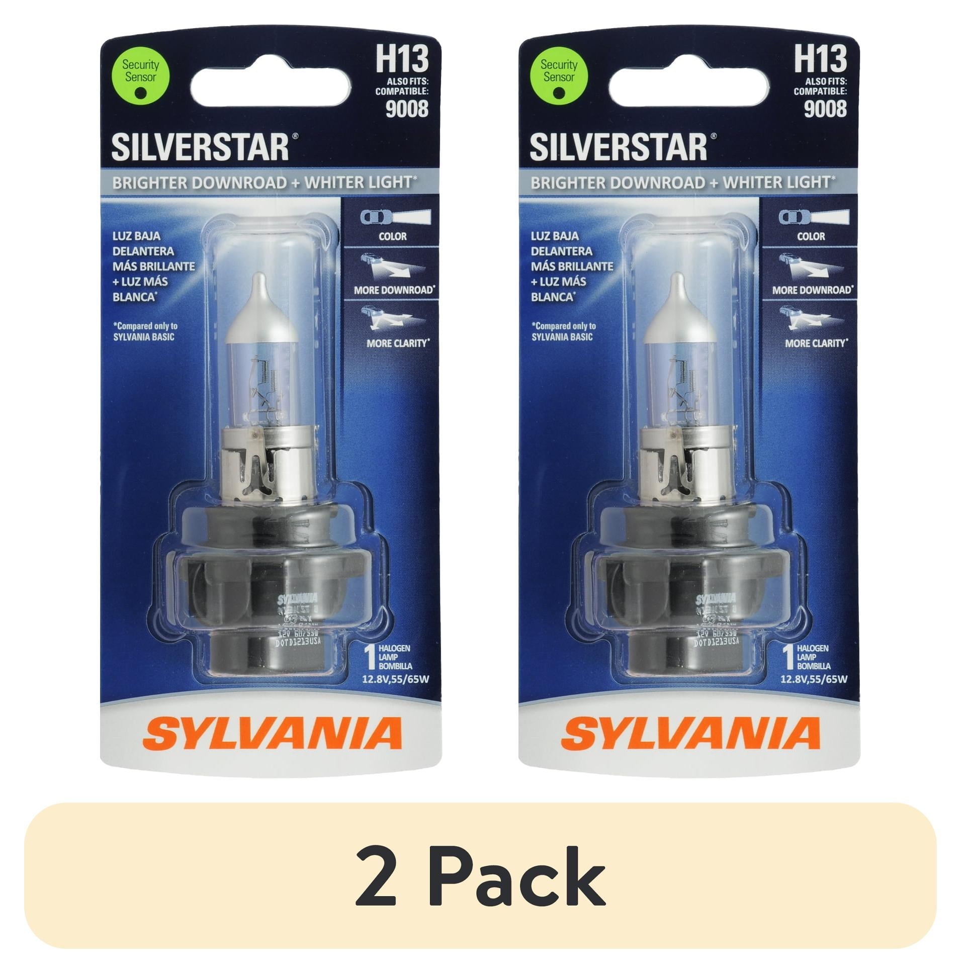 (2 pack) Sylvania H13 SilverStar Halogen Headlight Bulb, 1 Pack, Compatible with Multiple Cars