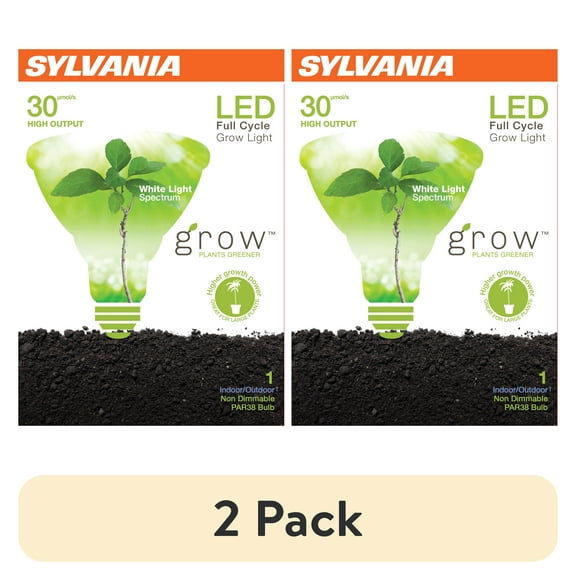 (2 pack) SYLVANIA PAR38 LED Grow Light Bulb, 20W, Full Cycle White Spectrum Light for Plants, High Output 13 Yr