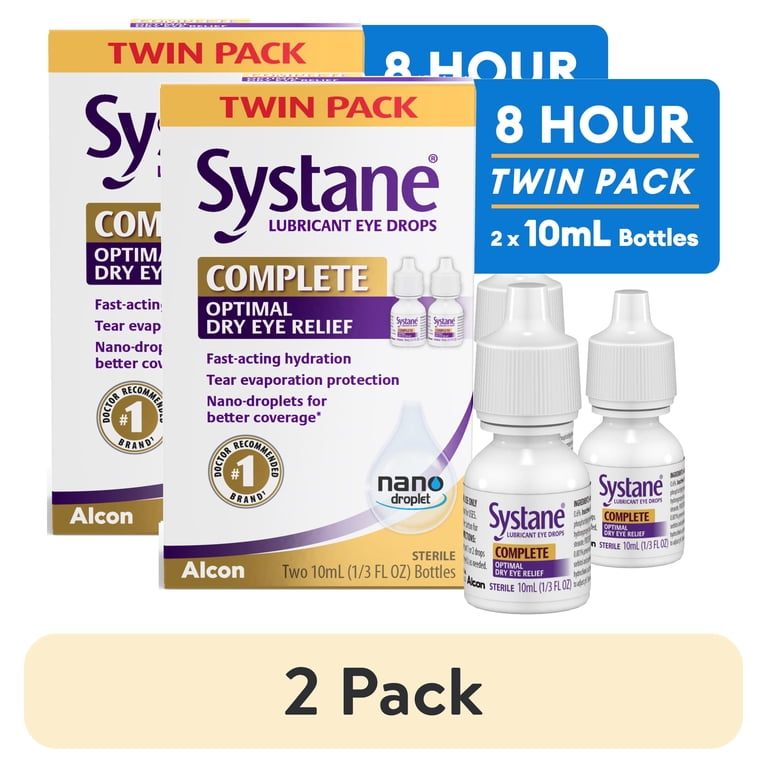 2 pack) SYSTANE COMPLETE Twin Pack, Lubricant Eye Drops for Dry Eye Symptom  Relief, 2 Total 10mL