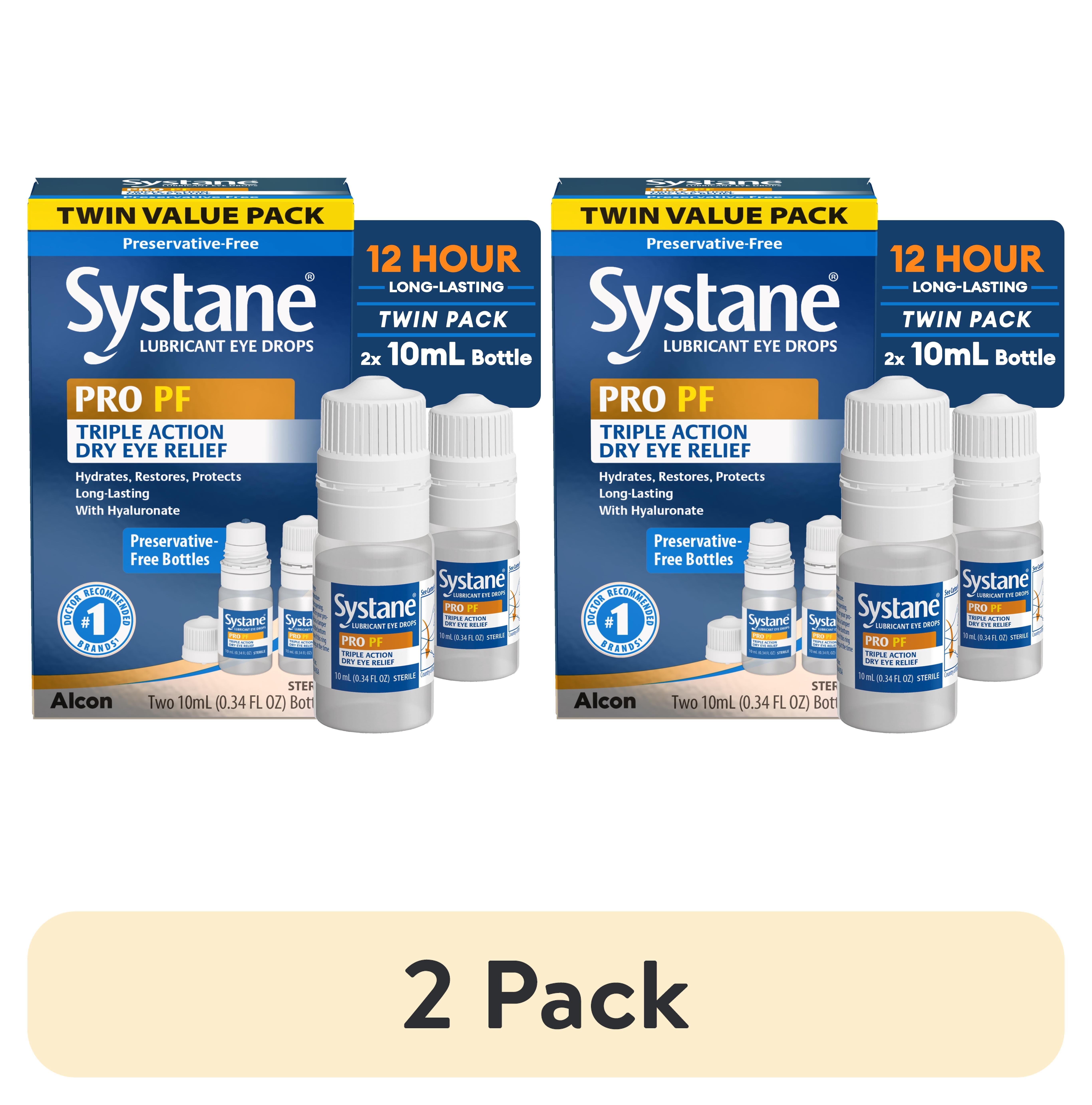 (2 pack) Systane PRO Preservative Free Eye Lubricant Drops for Dry Eyes, Hydrate, Restore & Protect (2 x 10 mL)