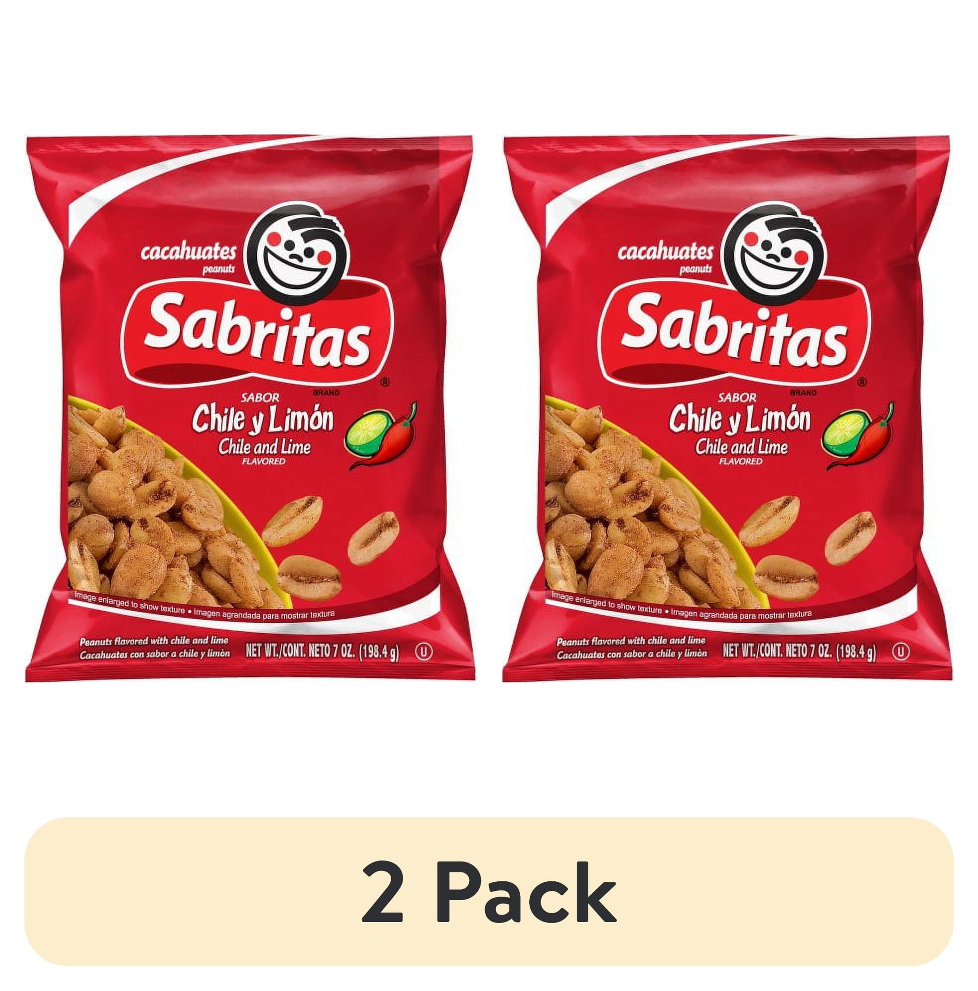 (2 pack) Sabritas Chile and Lime Flavored Peanuts, 7 oz Bag