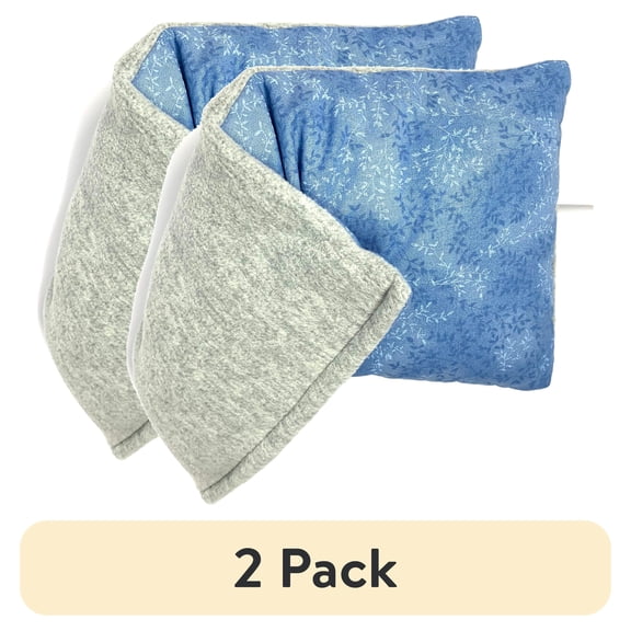 (2 pack) Sacksy Thyme Unscented Flaxseed Filler Heating Pad for Stress Relief and Therapy, Blue