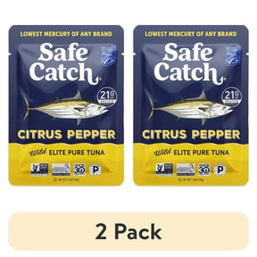 (2 pack) Safe Catch Citrus Pepper Wild Elite Pure Tuna, 2.6 oz Pouch – Citrus Pepper Seasoned Tuna with 21g Protein