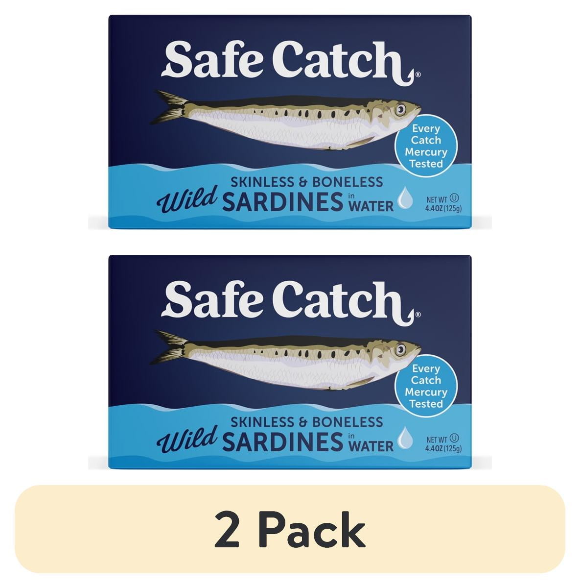 (2 pack) Safe Catch Wild Skinless & Boneless Sardines in Water, 4.4 oz – Mercury Tested, High-Protein Sardines