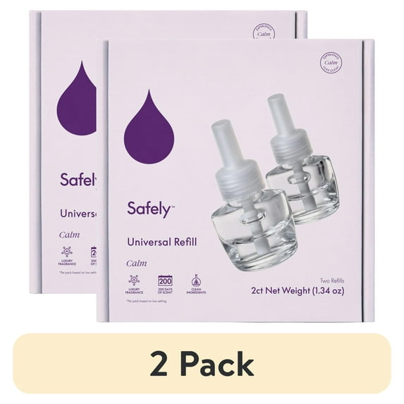 (2 pack) Safely Plugin Scent Diffuser, Air Freshener, Universal Refills, Calm Scent, .67 oz, 2 Count