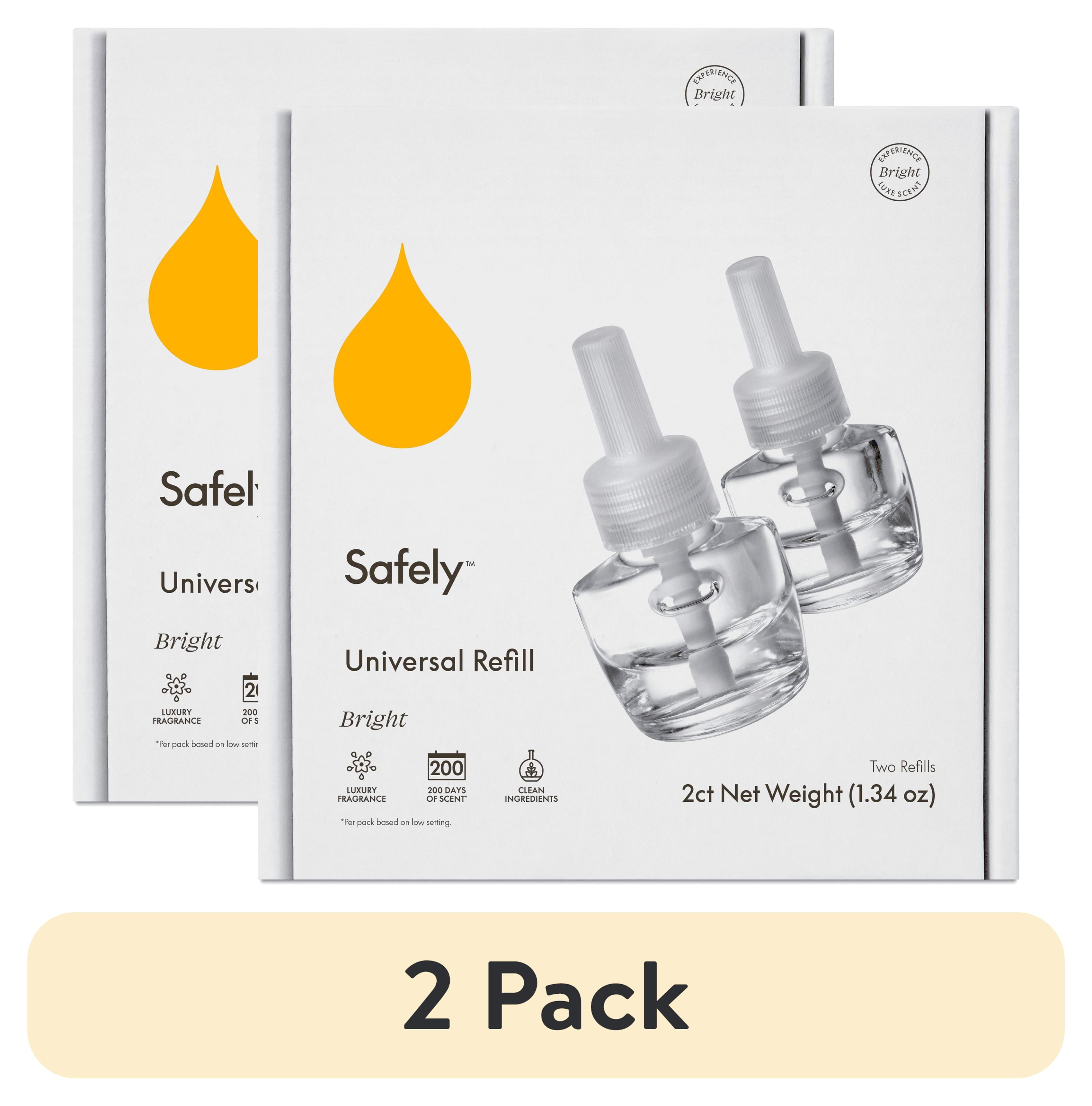 (2 pack) Safely Plug-In Scented Diffuser Refills, Bright Scent, 2 Count, 0.67 fl oz Each