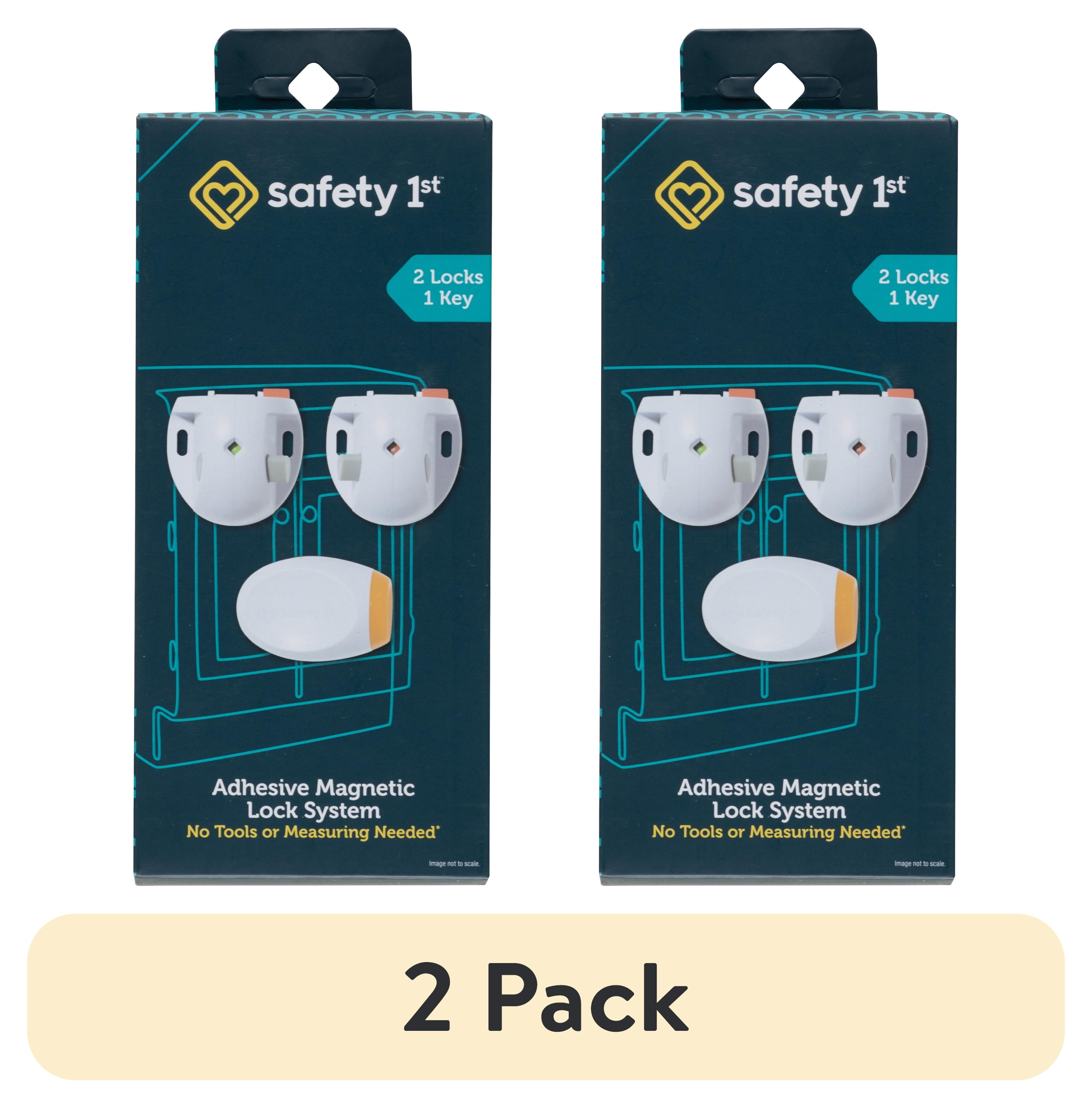 (2 pack) Safety 1st Adhesive Magnetic Lock System - 2 Locks and 1 Key, White, Toddler