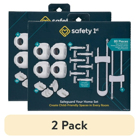 (2 pack) Safety 1st Home Safeguarding Set (80 Pieces), White, Toddler