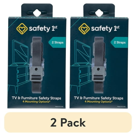 (2 pack) Safety 1st TV & Furniture Safety Straps, Black, Toddler