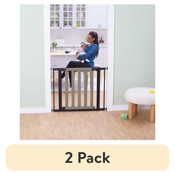 (2 pack) Safety 1st Wood-and-Metal Flat Slat Gate, Grey