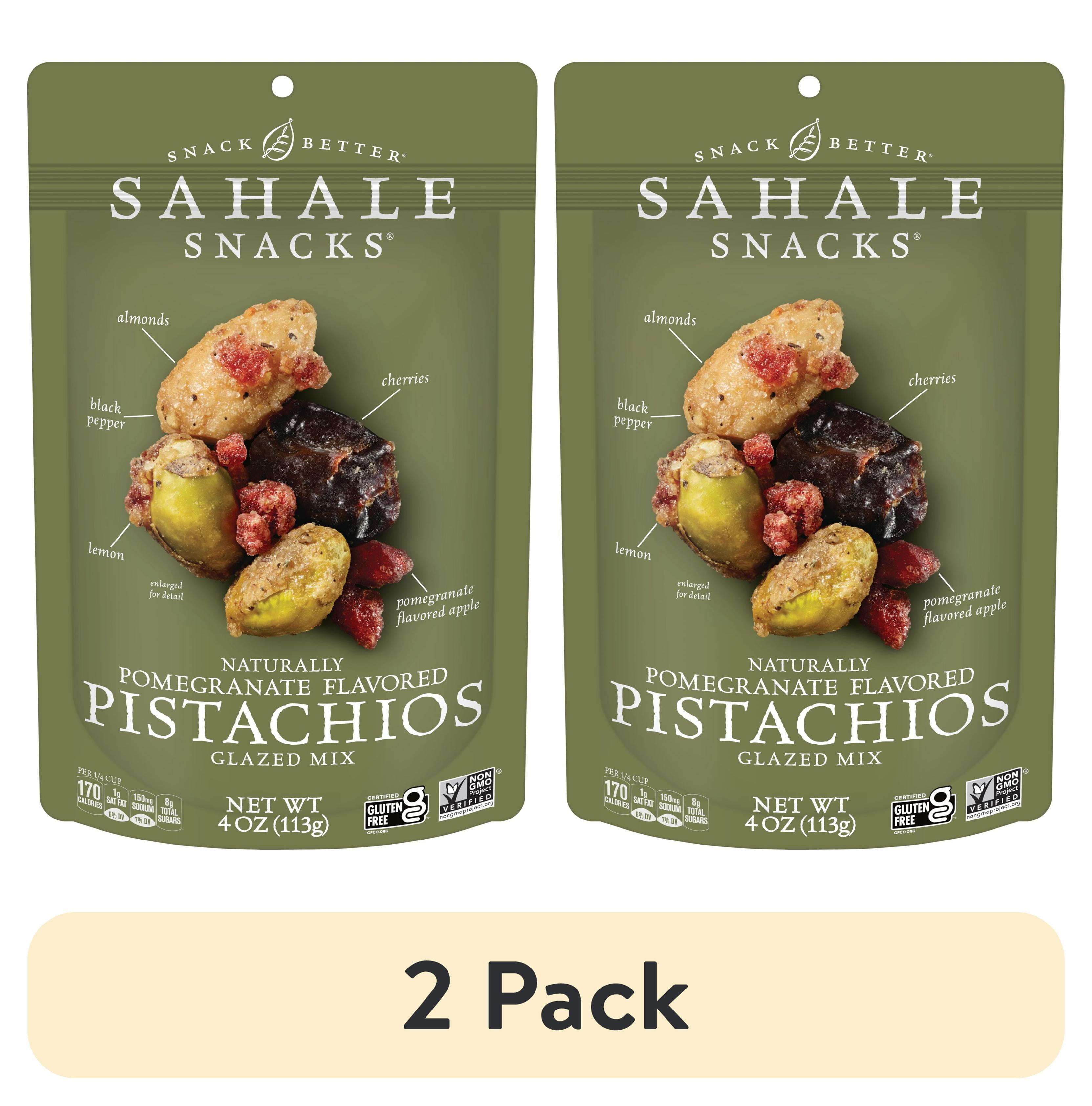 (2 pack) Sahale Snacks Glazed Mix of Naturally Pomegranate Flavored Pistachios, 4oz Pouch Sweet & Savory Nut Blend, Gluten-Free, Non-GMO