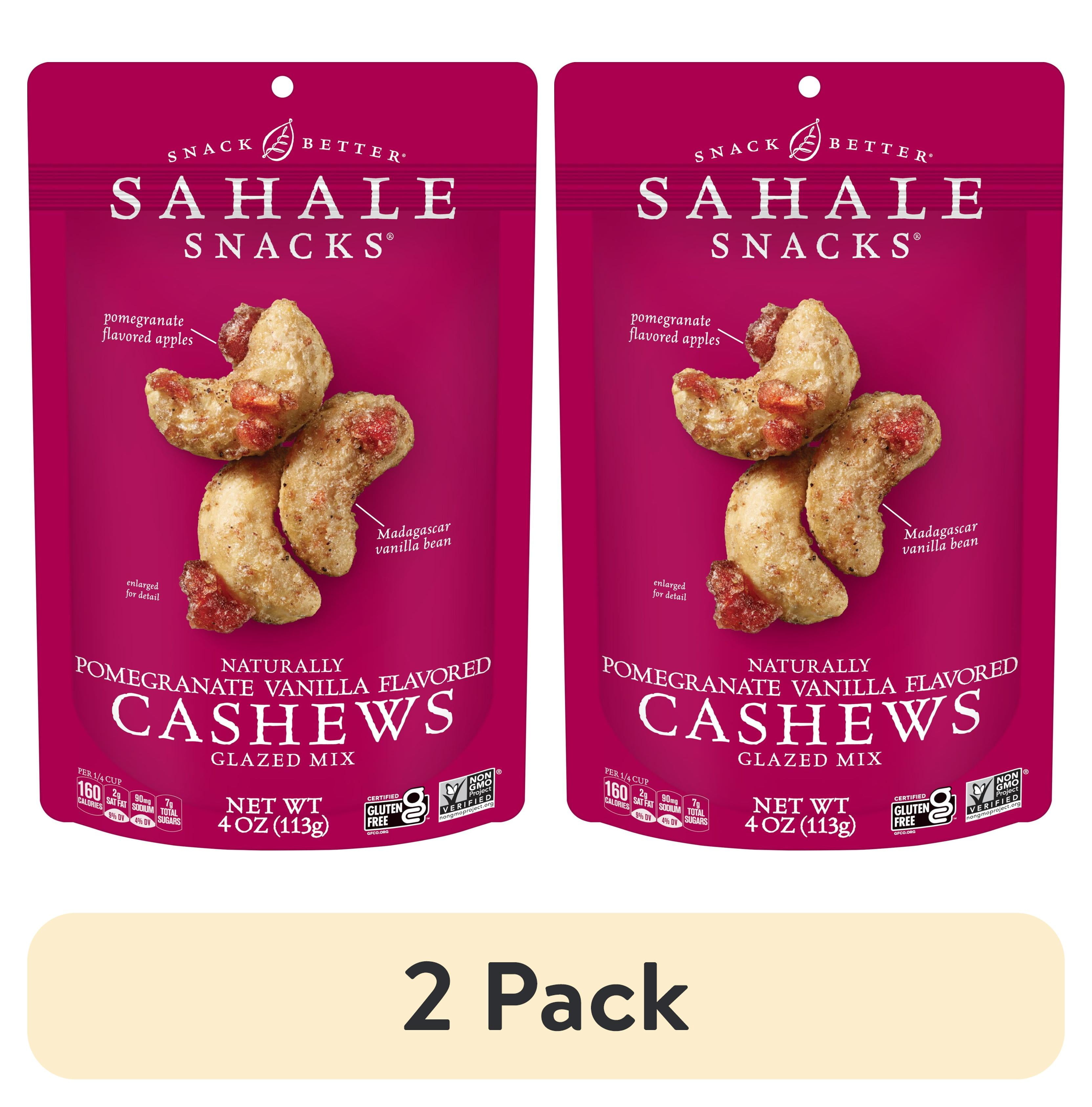 (2 pack) Sahale Snacks Glazed Mix of Naturally Pomegranate Vanilla Flavored Cashews, 4oz Pouch Sweet & Savory Nut Blend, Gluten-Free, Non-GMO