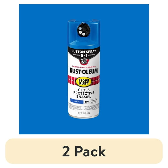 (2 pack) Sail Blue, Rust-Oleum Stops Rust Custom Sprays 5 in 1 Gloss Spray Paint-376896, 12 oz