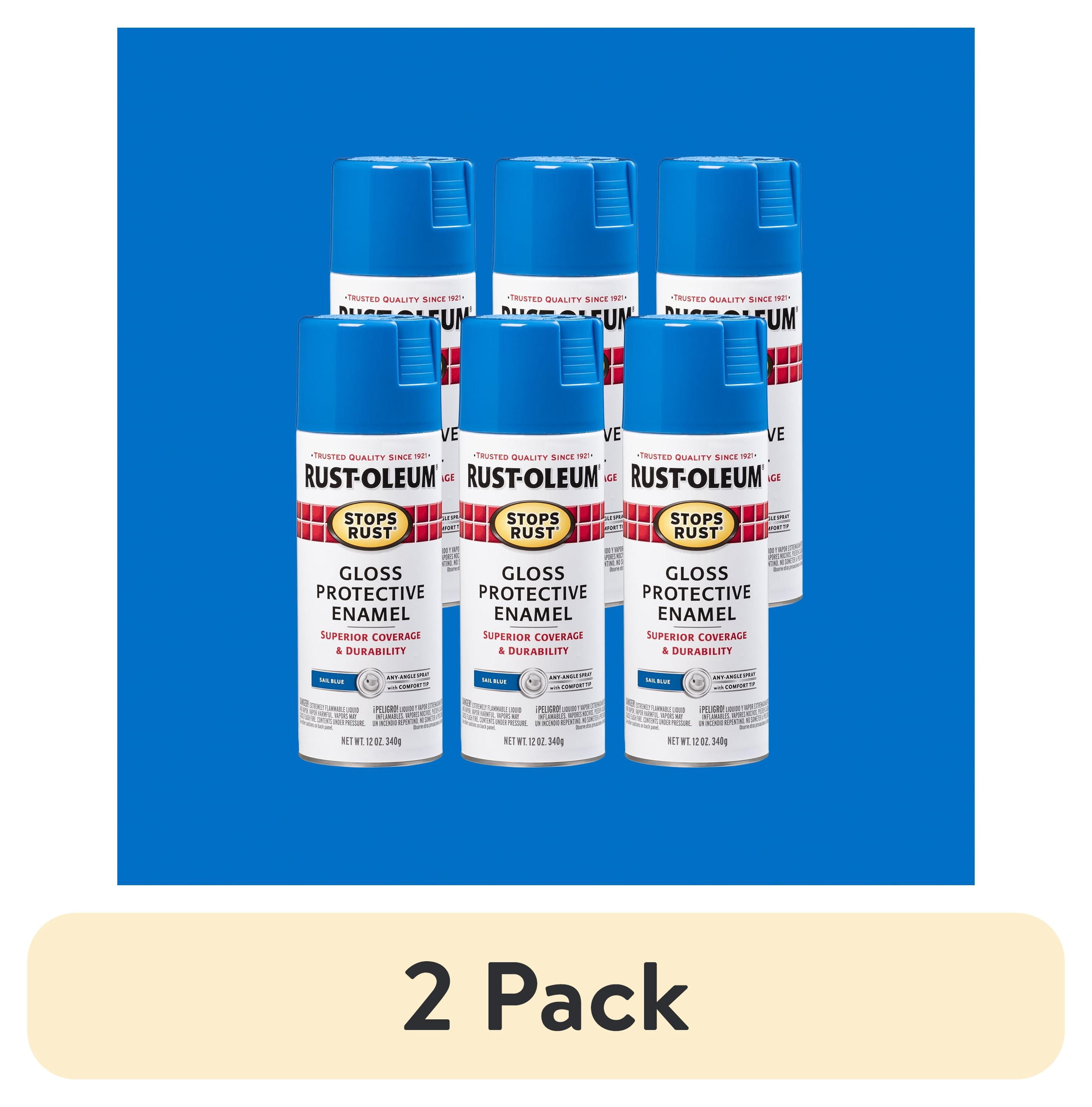 (2 pack) Sail Blue, Rust-Oleum Stops Rust Gloss Protective Enamel Spray Paint, 12 oz, 6 Pack