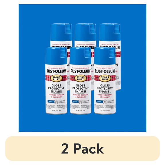 (2 pack) Sail Blue, Rust-Oleum Stops Rust Gloss Protective Enamel Spray Paint, 12 oz, 6 Pack