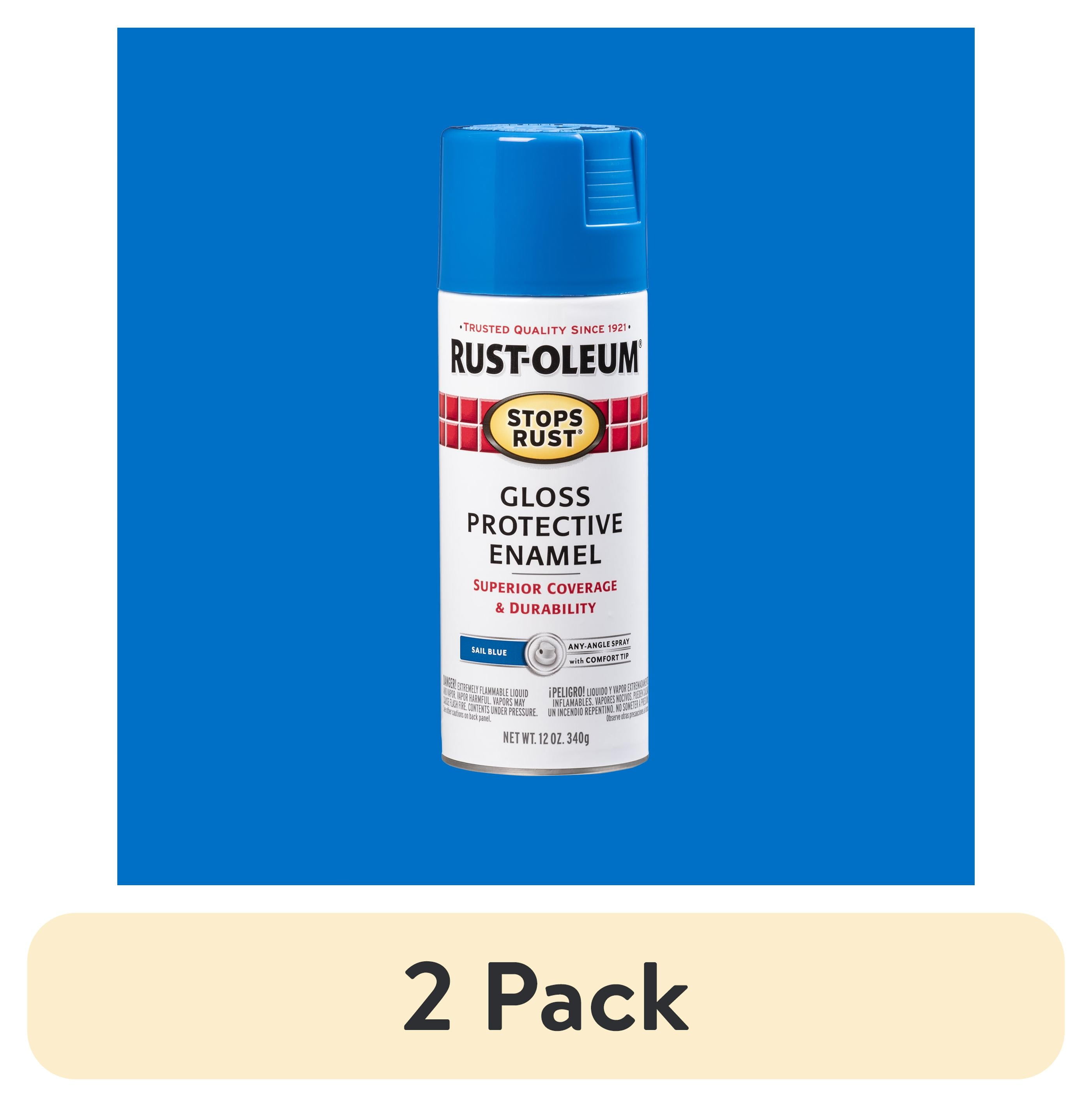 (2 pack) Sail Blue, Rust-Oleum Stops Rust Protective Enamel Gloss Spray Paint-7724830, 12 oz