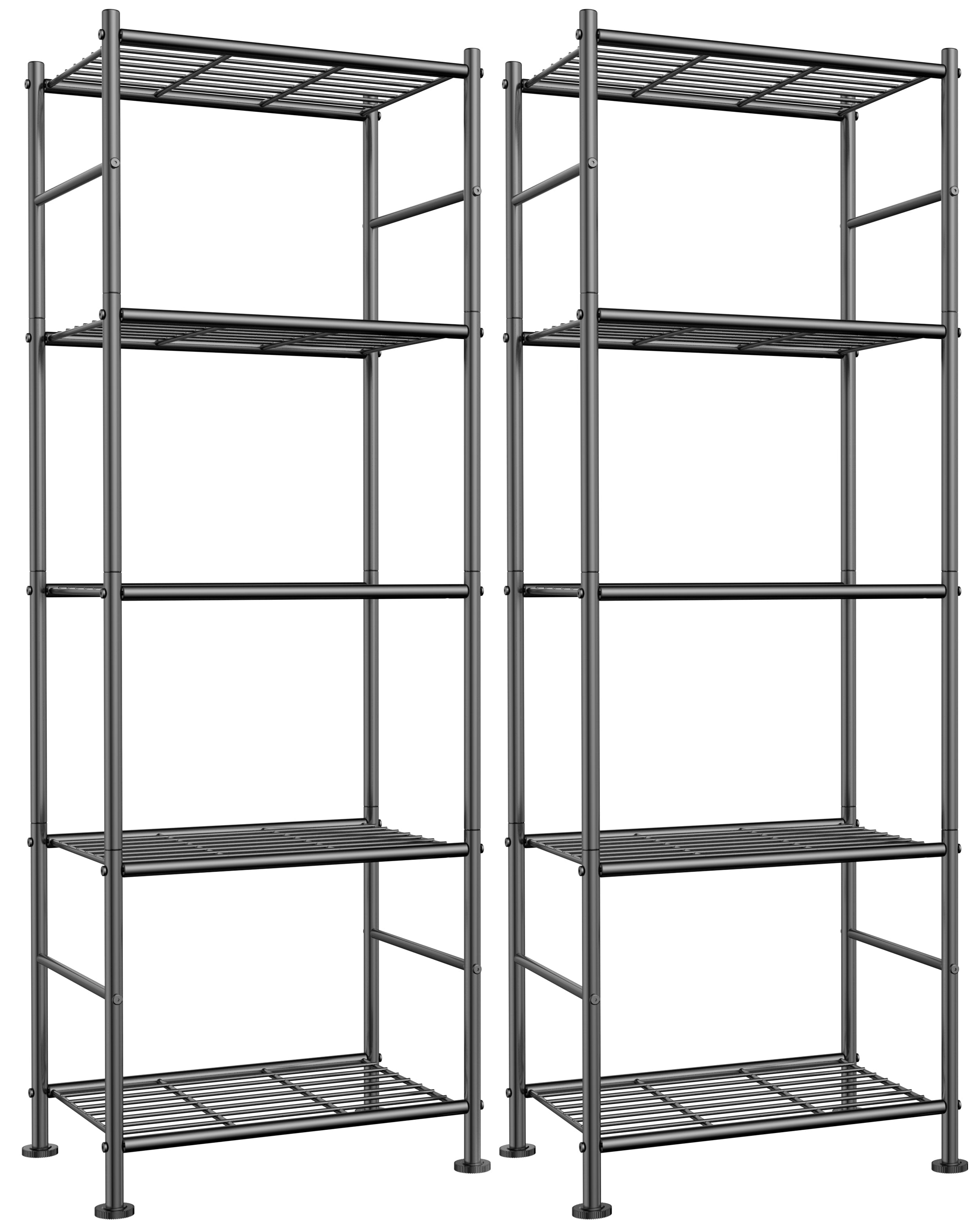 (2 pack) Sakugi 5-Tier Metal Storage Shelves, Adjustable Metal Shelves, 18" W x 12" D x 56" H, 500 lb Total Capacity, Rust-Proof Storage Rack