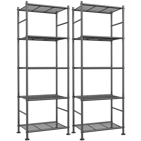 (2 pack) Sakugi 5-Tier Metal Storage Shelves, Adjustable Metal Shelves, 18" W x 12" D x 56" H, 500 lb Total Capacity, Rust-Proof Storage Rack