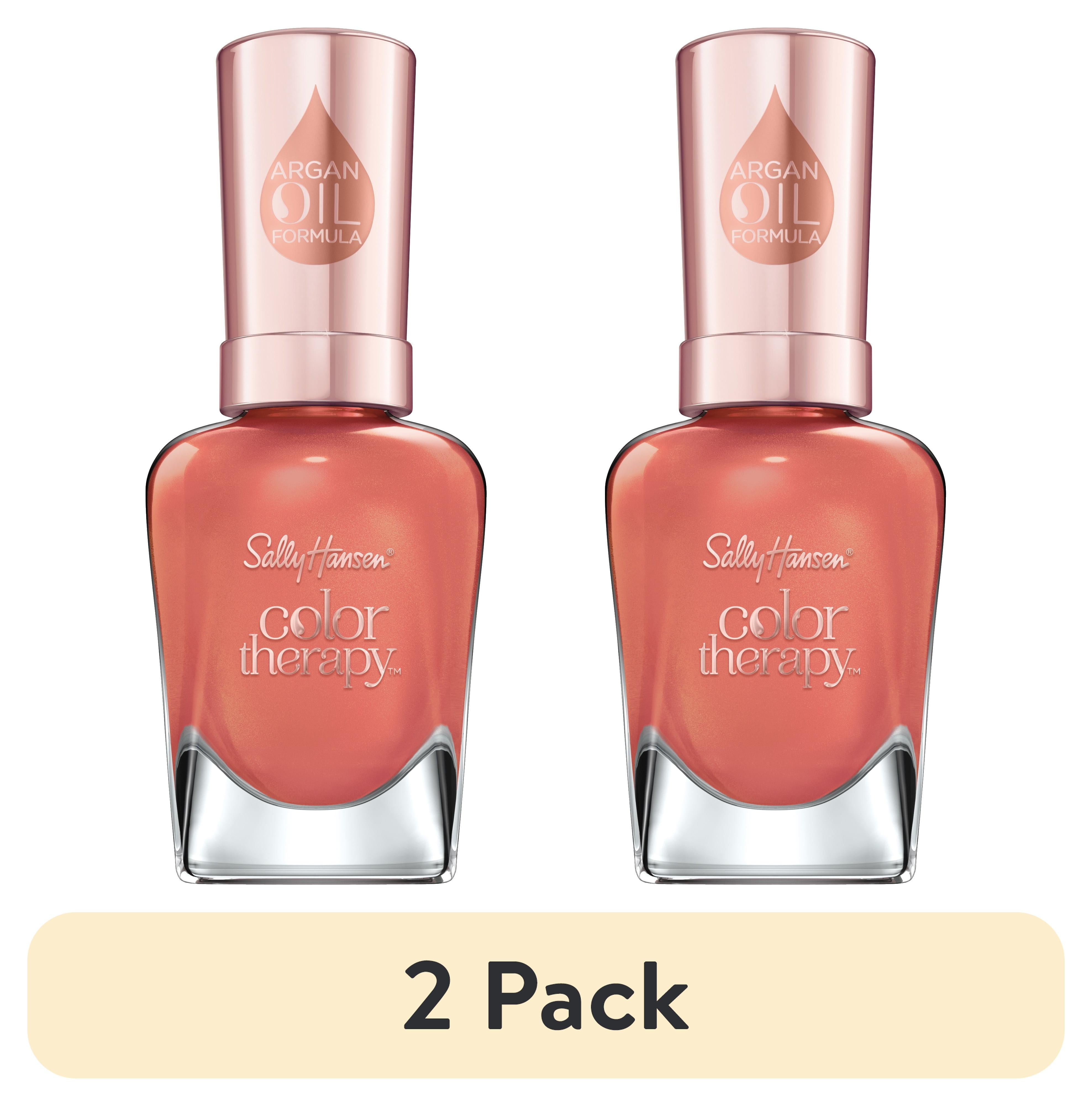 (2 pack) Sally Hansen Color Therapy Nail Polish, Soak at Sunset, 0.5 fl oz, Restorative, Argan Oil Formula