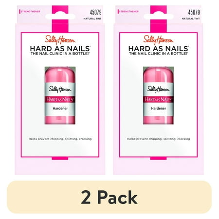 (2 pack) Sally Hansen Hard As Nails® Natural Tint, Nail Strengthener, 0.45 Fluid Ounces ,Nail Hardener, Nail Polish, Nail Strengthening Polish, Color Nail Polish, Clear Finish, Base Coat