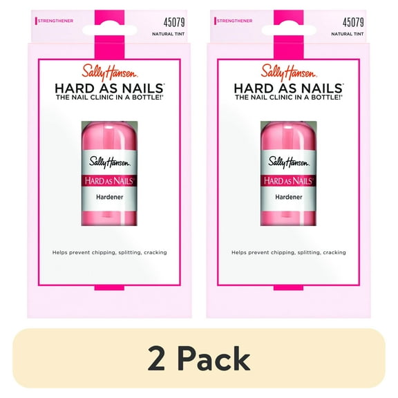 (2 pack) Sally Hansen Hard As Nails® Natural Tint, Nail Strengthener, 0.45 Fluid Ounces ,Nail Hardener, Nail Polish, Nail Strengthening Polish, Color Nail Polish, Clear Finish, Base Coat