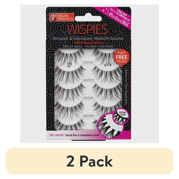 (2 pack) Salon Perfect Multi Pack False Eyelashes, 614 Black, 5 Pairs