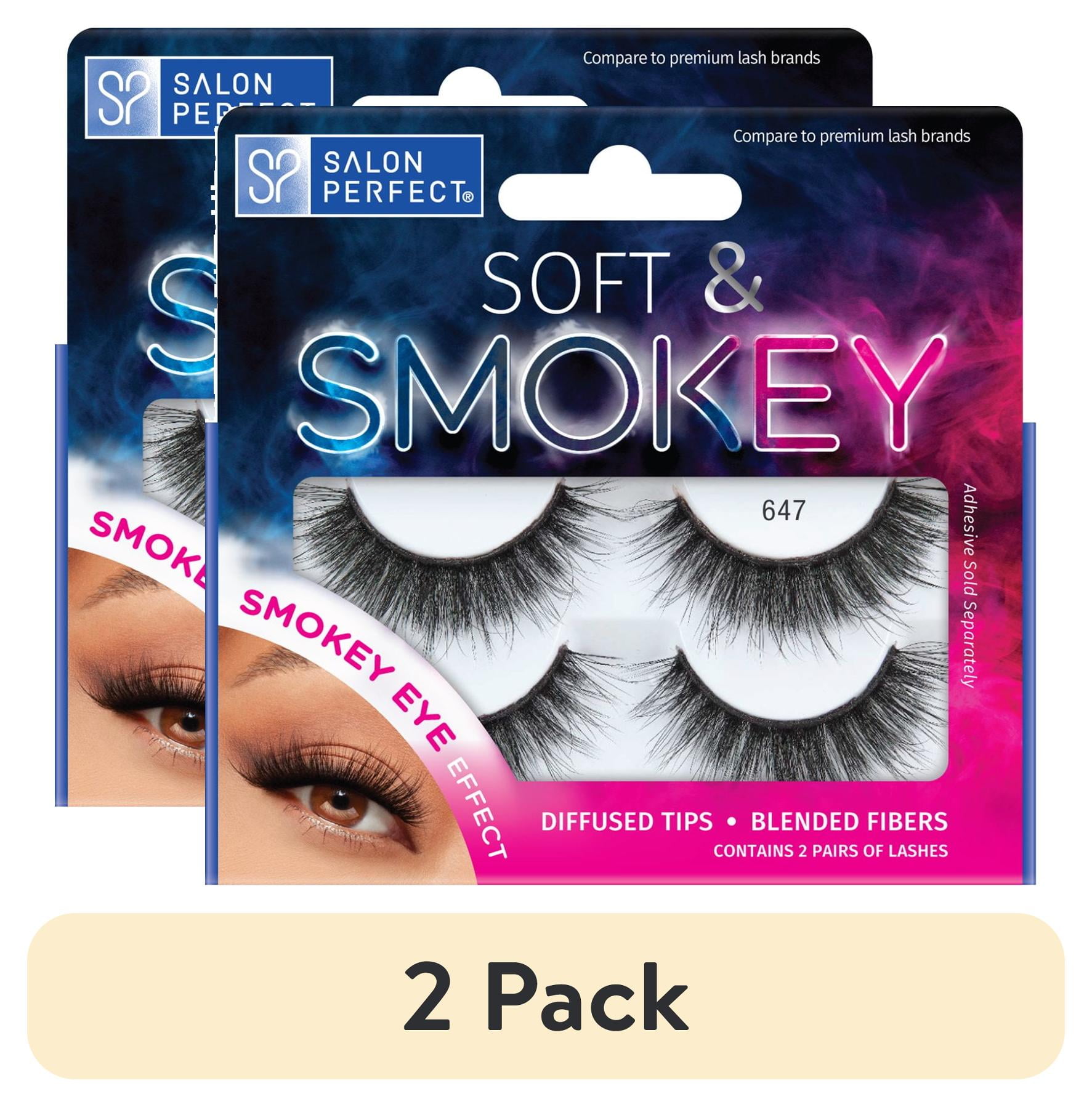 (2 pack) Salon Perfect Soft & Smokey Fake Lashes False Eyelashes, 647, Black, 2 Pairs