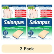 (2 pack) Salonpas 8 Hour Pain Relief Patch with Camphor 3.1% & Menthol 6% for Back & Muscles, 20 Count