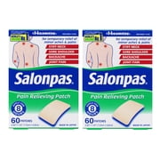 (2 pack) Salonpas 8 Hour Pain Relief Patch With Camphor 3.1% & Menthol 6% for Back & Muscles, 60 Count Pack
