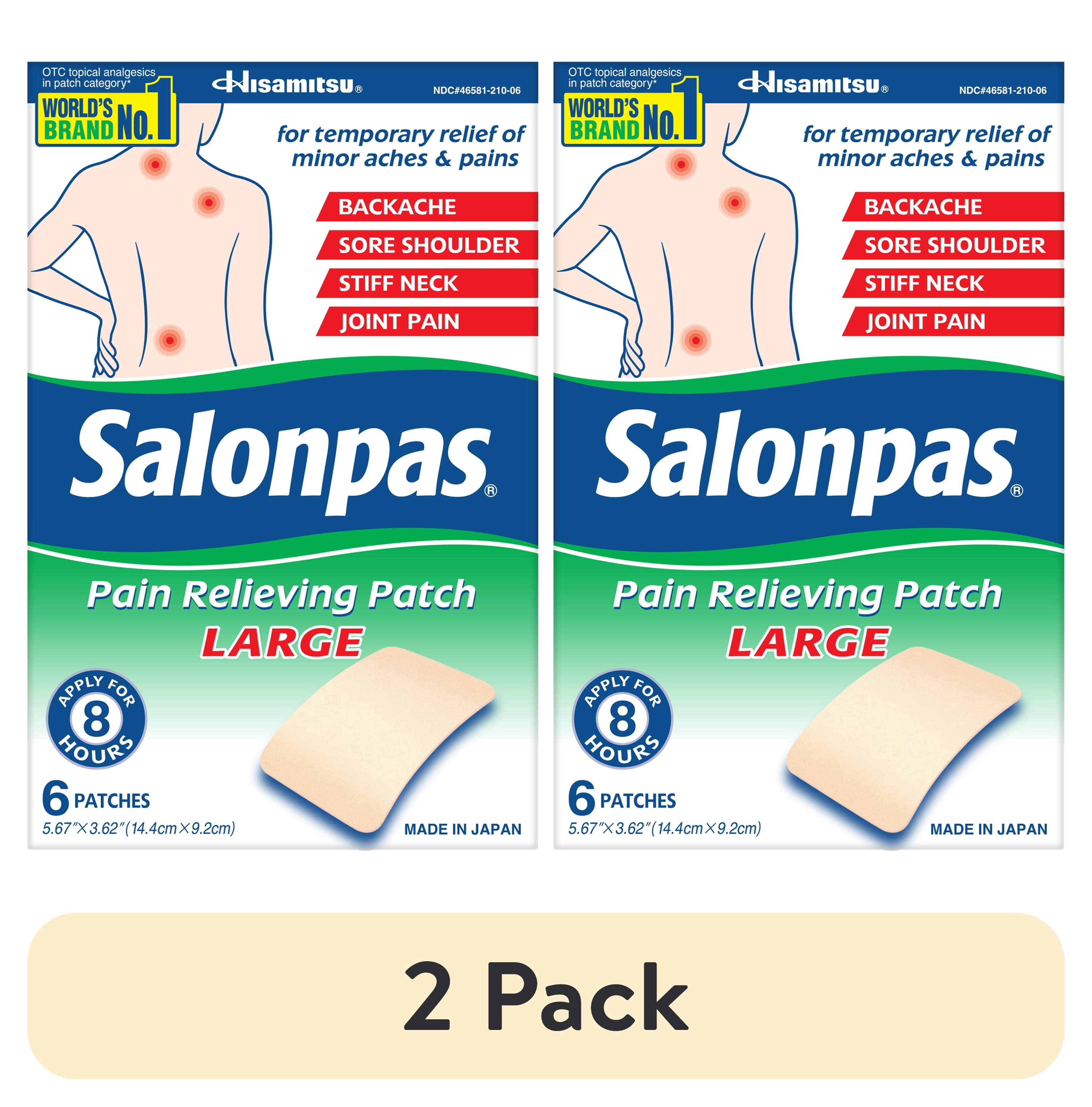 (2 pack) Salonpas Pain Relieving Patch, LARGE, 6 Count (Pack of 1)