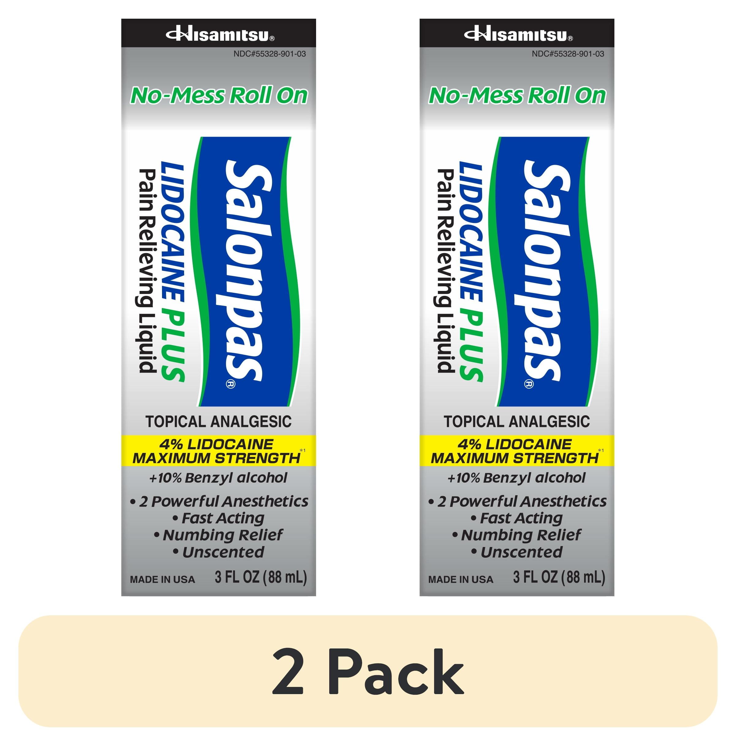(2 pack) Salonpas Maximum Strength Lidocaine 4% Pain Relief Roll-on, 3oz