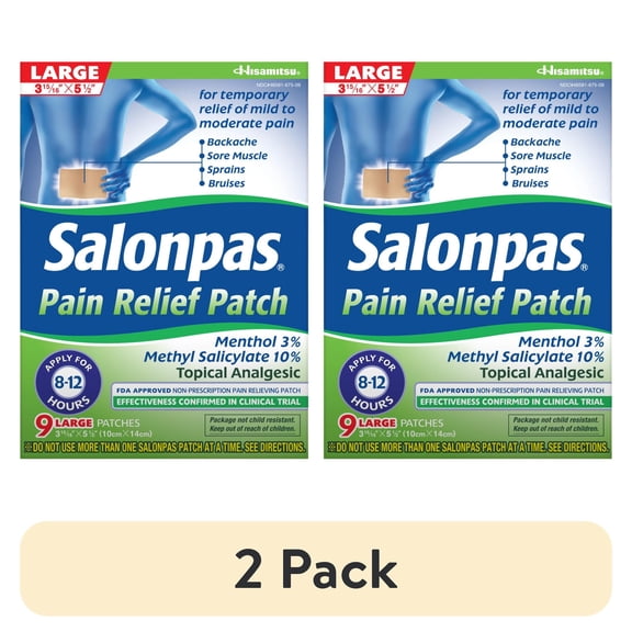 (2 pack) Salonpas Mild to Moderate Pain Relief Patch, Large, 9 Count