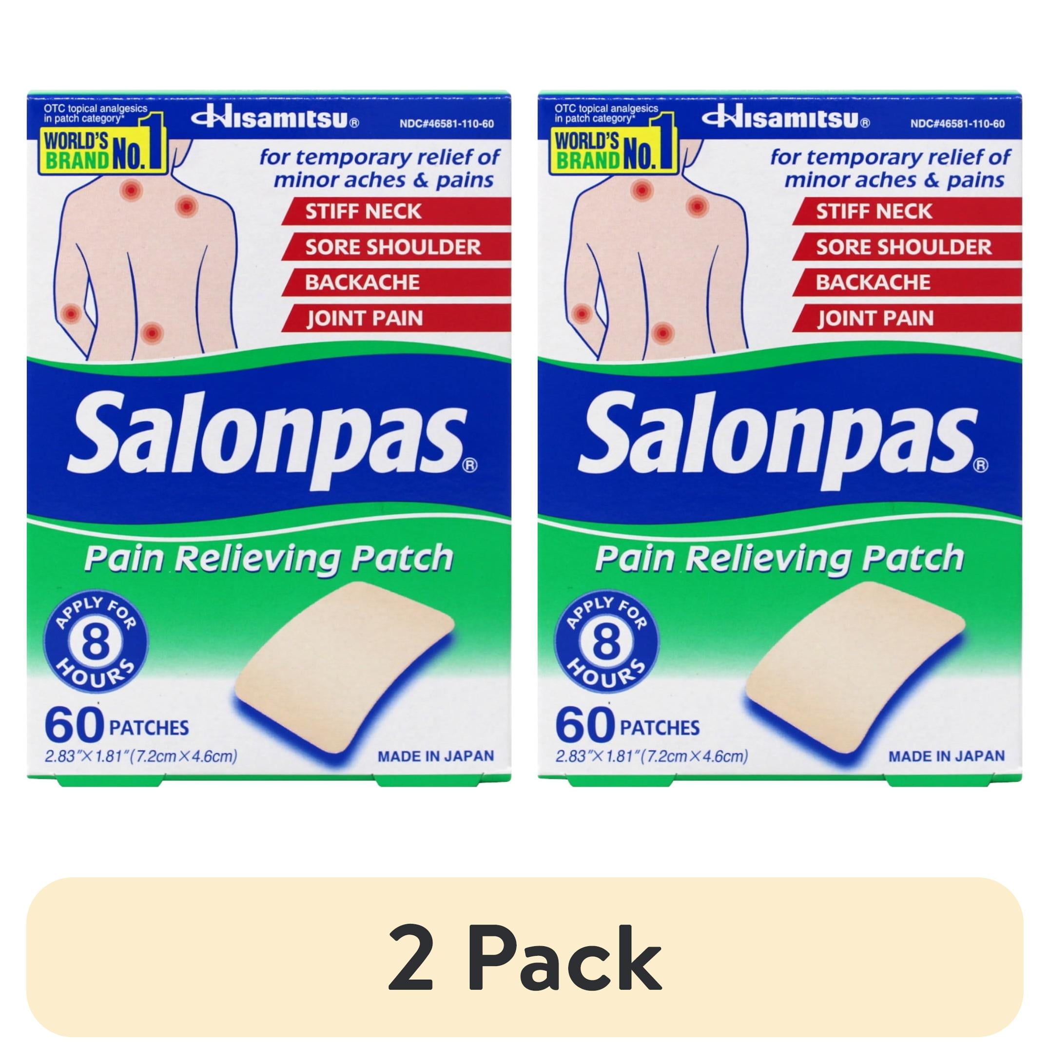 (2 pack) Salonpas Pain Relieving Patch for Back, Neck, Shoulder, Knee Pain and Muscle Soreness - 8 Hour Pain Relief - 60 Count - Pack of 1