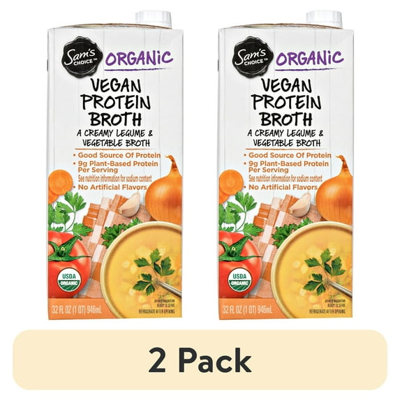 (2 pack) Sam's Choice Organic Vegan Protein Broth, 32 fl oz