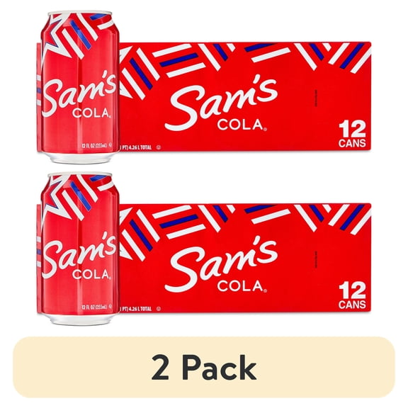 (2 pack) Sam's Cola Soda Pop, 12 fl oz, 12 Pack Cans