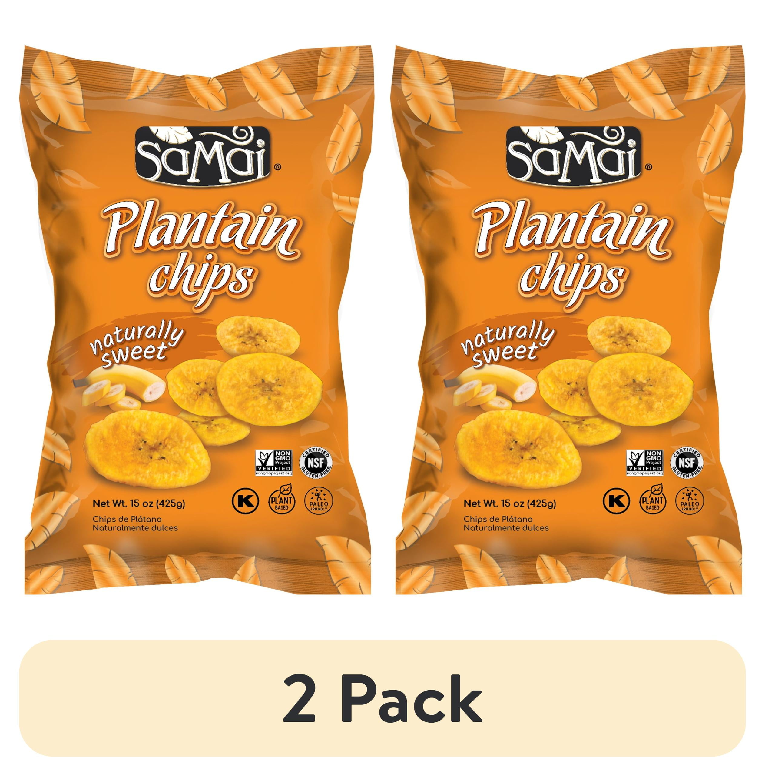 (2 pack) Samai Naturally Sweet Plantain Chips, 15 oz, 1 Bag