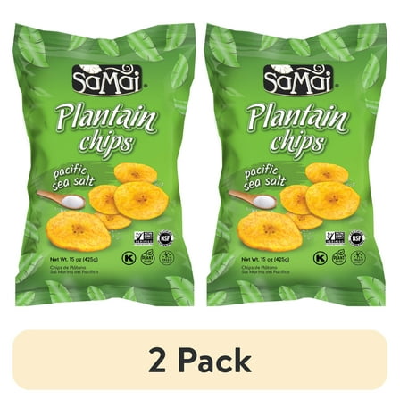 (2 pack) Samai Pacific Sea Salt Plantain Chips, 15 oz, 1 Bag