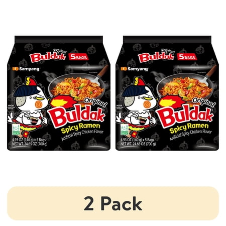 (2 pack) Samyang Spicy Hot Chicken Flavor Instant Ramen, 4.93 oz, 5 Pack
