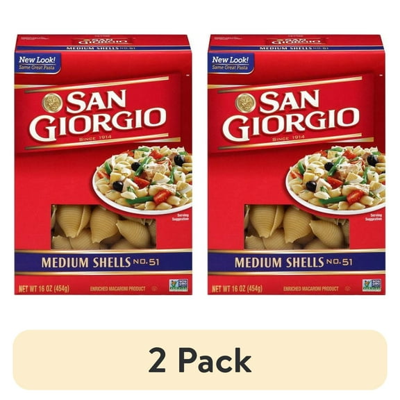 (2 pack) San Giorgio Medium Shells Pasta, 16-Ounce Box