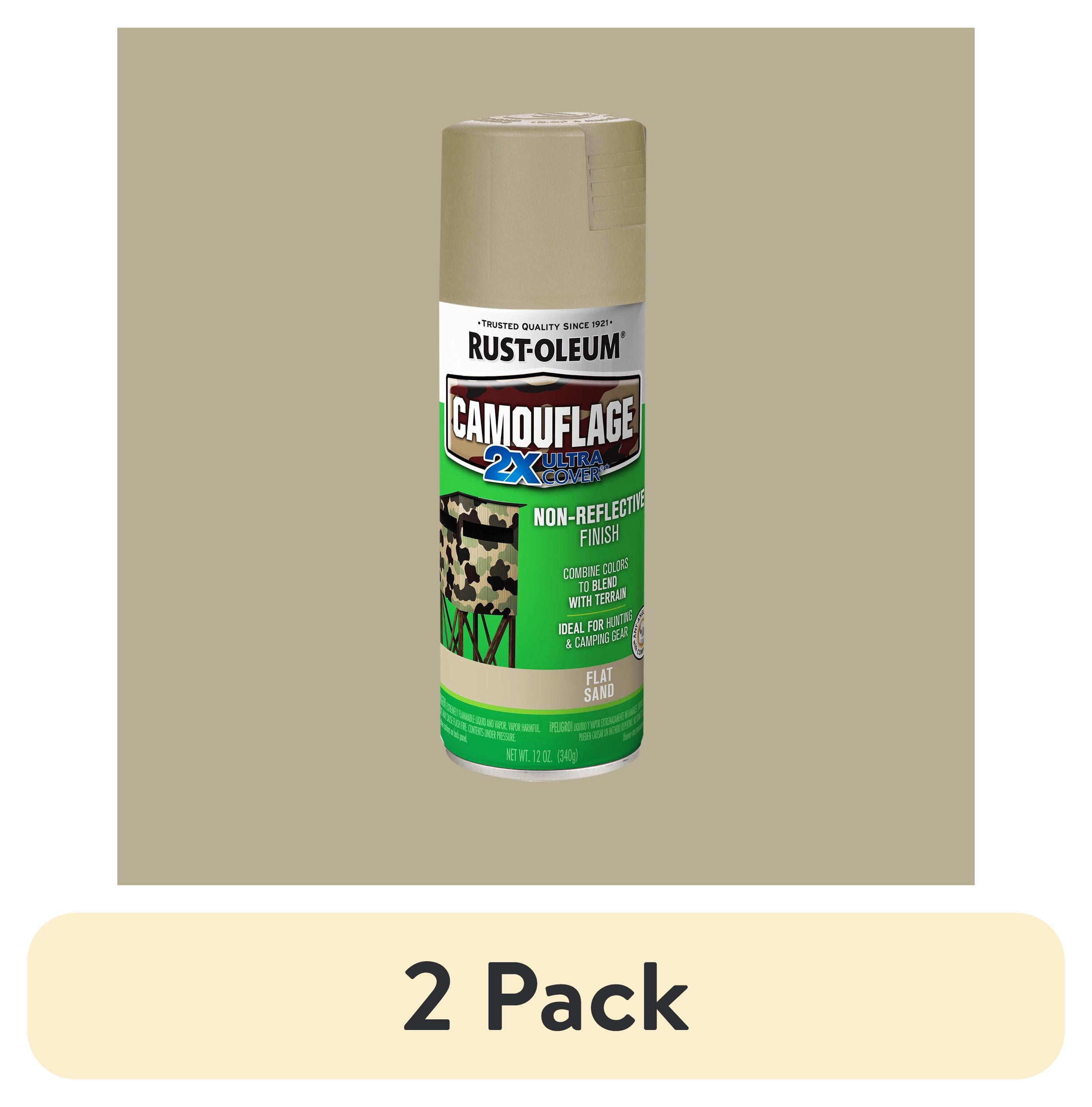 (2 pack) Sand, Rust-Oleum Camouflage 2X Ultra Cover Flat Spray Paint-339004, 12 oz