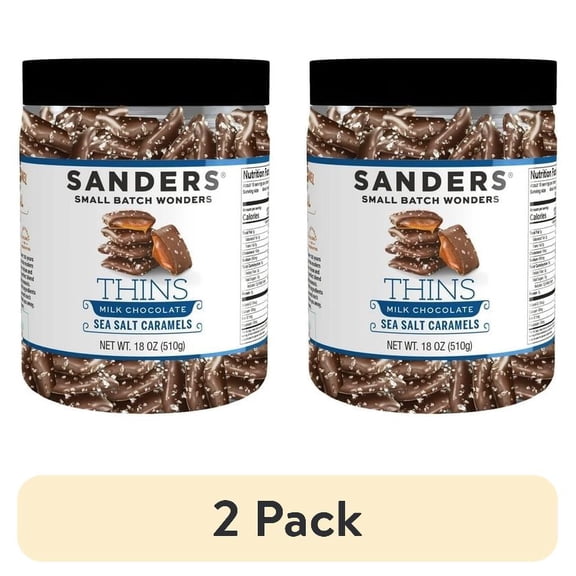 (2 pack) Sanders Milk Chocolate Sea Salt Caramel Thins - 18 oz. Tub