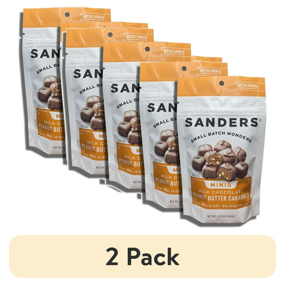 (2 pack) Sanders Small Batch Mini Milk Chocolate Peanut Butter Caramels | 3.75 Oz, 4 Pack