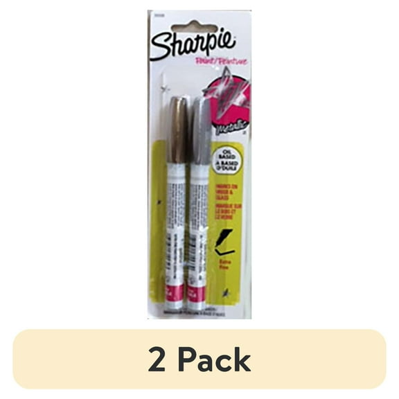 (2 pack) Sanford Sharpie Oil-Based Paint Markers, Extra Fine Point, Assorted Colors, 2 Count